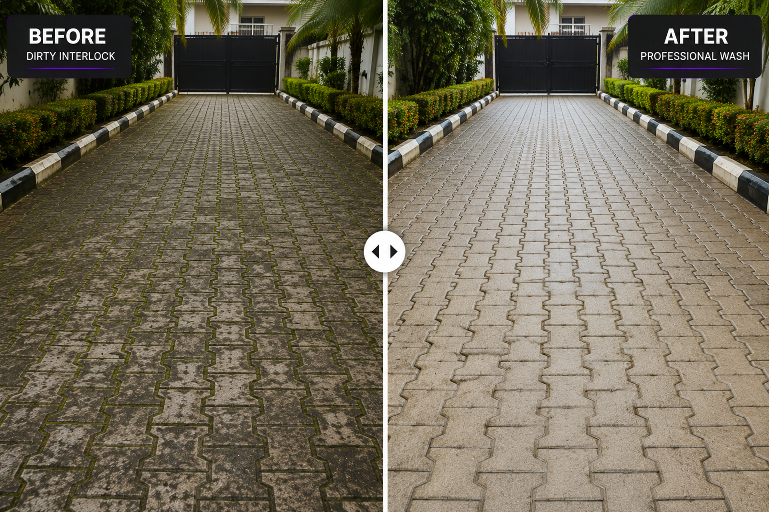 Paver & Interlock Cleaning Before & After