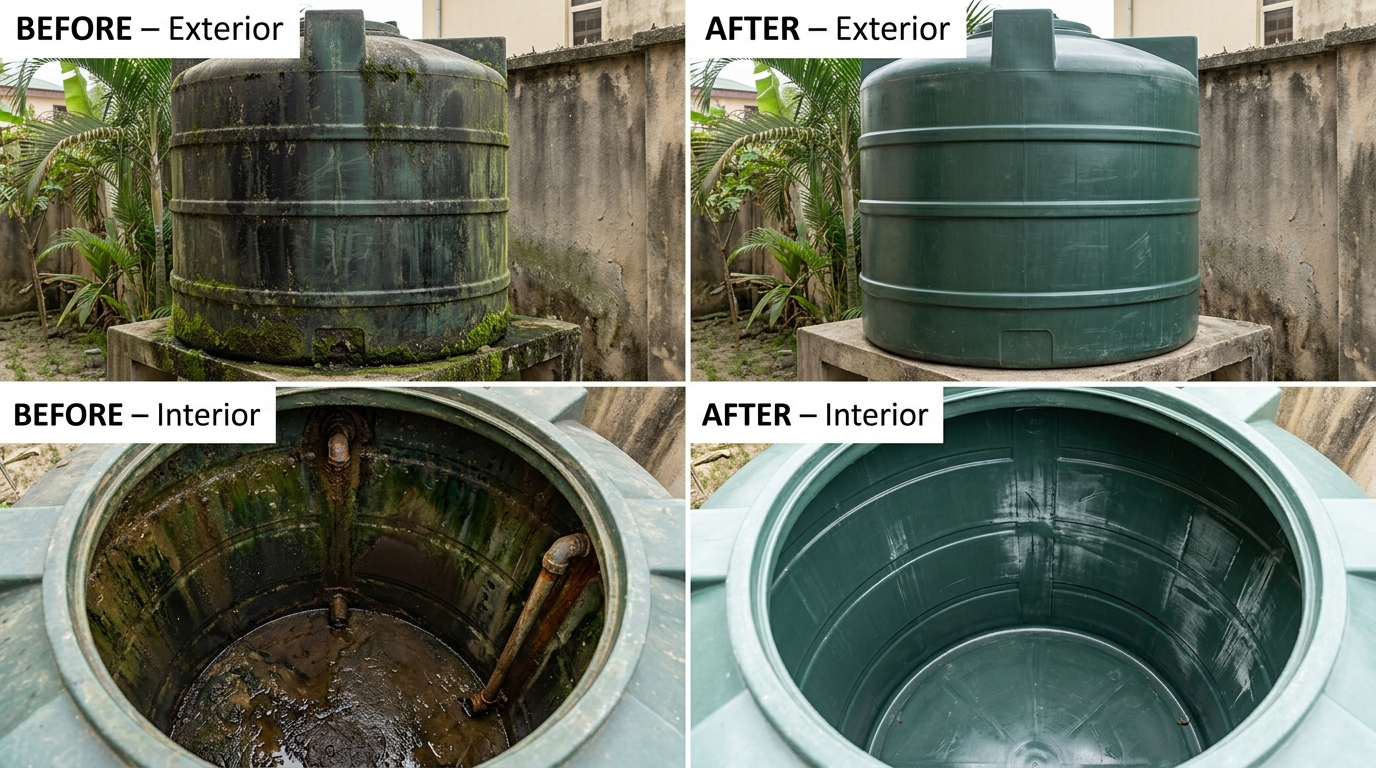 Water Tank Cleaning Before & After